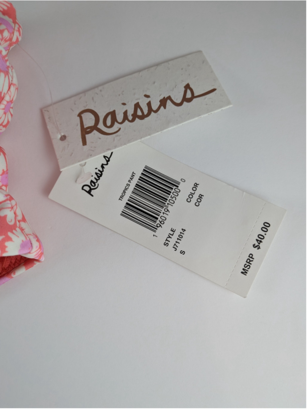 Raisins Coral & White Daisy Floral Bikini Bottoms S - Picture 5 of 9